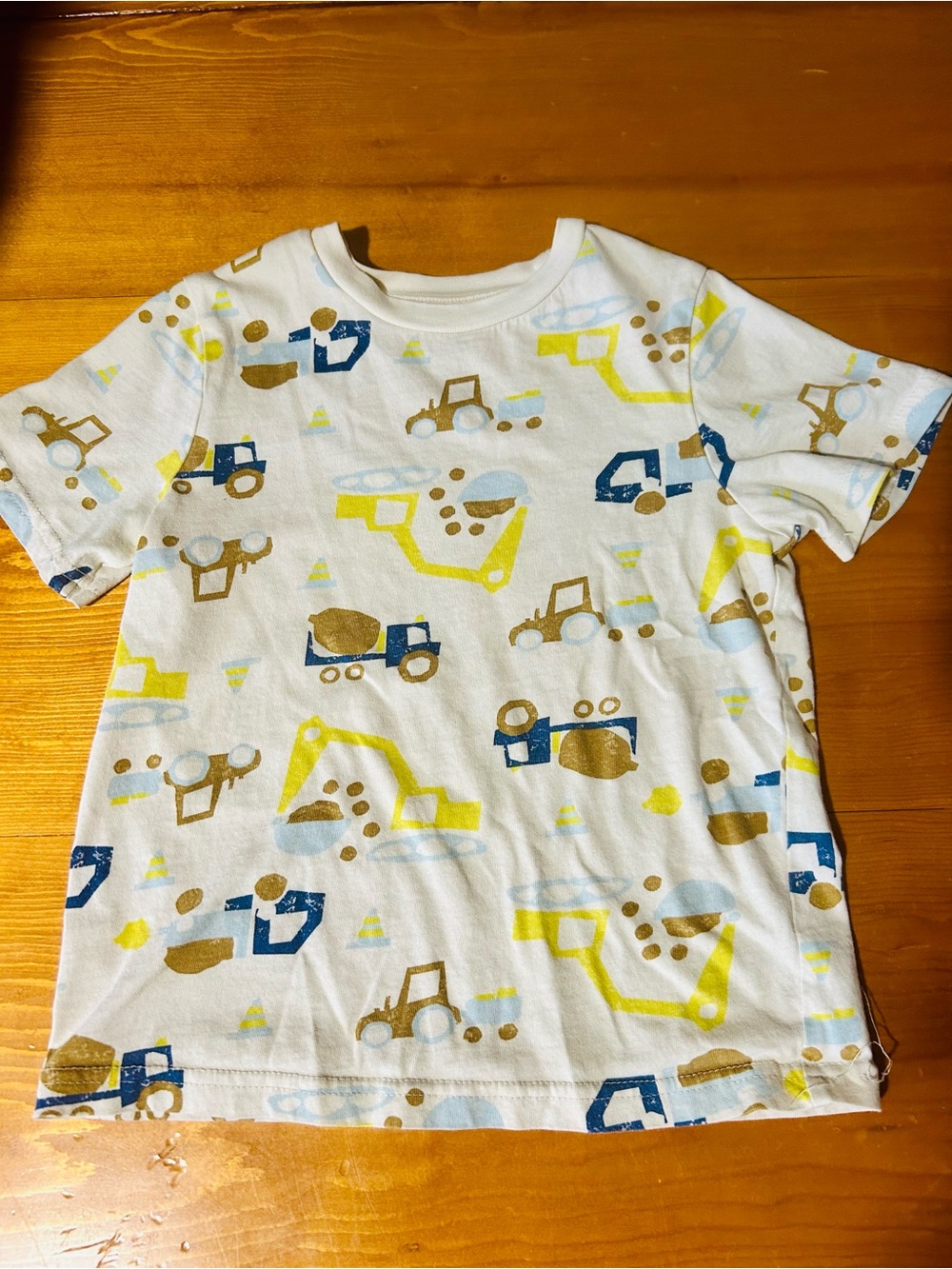 (3/$10) George White Tee with Yellow, Blue & Brown Construction Print